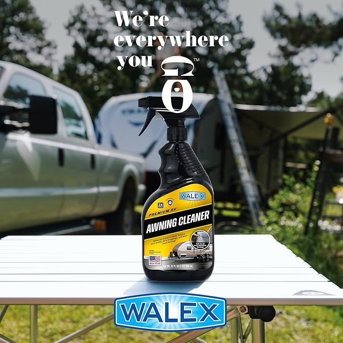 Walex RV Awning Cleaner - Safe for Vinyl & Fabric, Dissolves Tough Stains, Mold, Mildew, Dirt, Bird Droppings & More; Extends Awning Lifespan for RVs, Campers, Trailers & Motorhomes, 32 oz