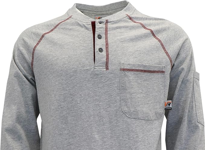 VATRENUS FR Shirts Henley 5.5oz 100% Cotton Flame Resistant Long Sleeve T-Shirts