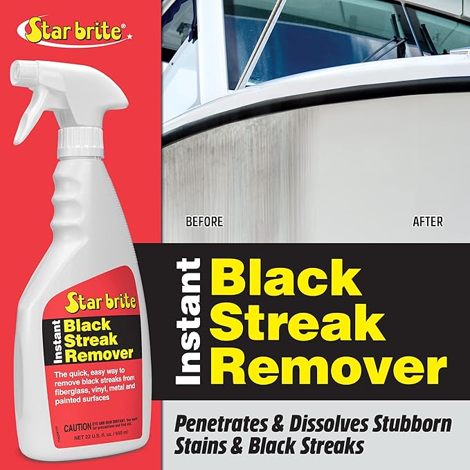 Star brite Instant Black Streak Remover - Dissolve Grease, Oil, Smoke & Exhaust Stains on Fiberglass, Vinyl, Metal, Plastic & Painted Surfaces - Spray On, Wipe Off