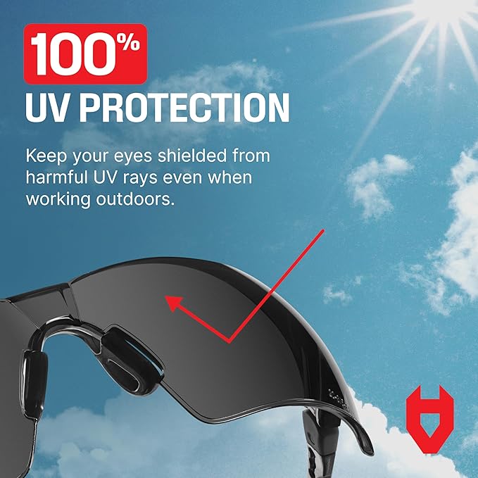 NoCry Anti-Fog Safety Sunglasses for Men with Scratch Resistant Lenses — Tinted Safety Glasses with 100% UV Protection — ANSI Z87.1 Work Sunglasses for Men with Adjustable Temples & Nose Pad (10 pack)