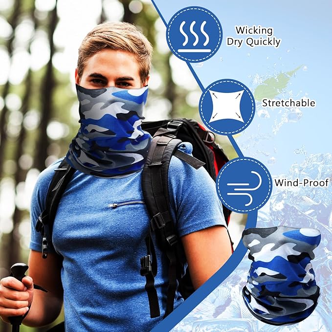 SATINIOR 10 Pcs Cooling Neck Gaiter for Men Women Sunscreen Breathable Bandana Summer UV Protection Face Mask Scarf
