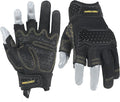 HANDLANDY Fingerless Framer Work Gloves for Men, Utility Grip Paded Gloves for Tactical Shooting Airsoft Hunting Driving (Black- 3 Fingerless, X-Large (Pack of 1))