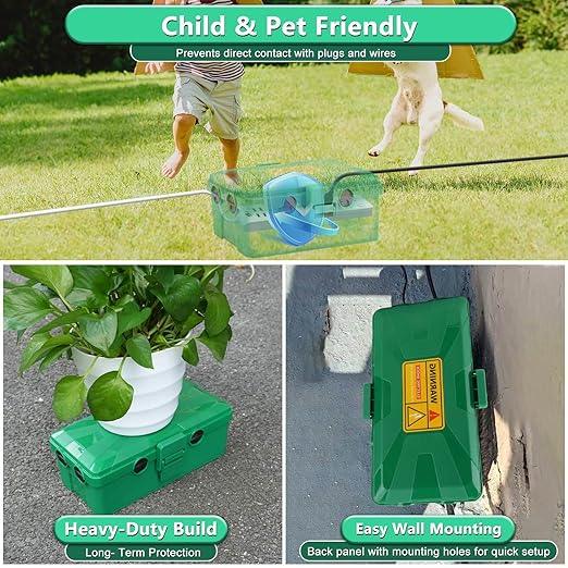 NineLeaf [2 Pack] Outdoor Electrical Box Waterproof, Medium Weatherproof Electrical Box (10.3x5.9x3.7 inch), Extension Cord Cover for Power Strip, Timer, Plug, Christmas Light, Green