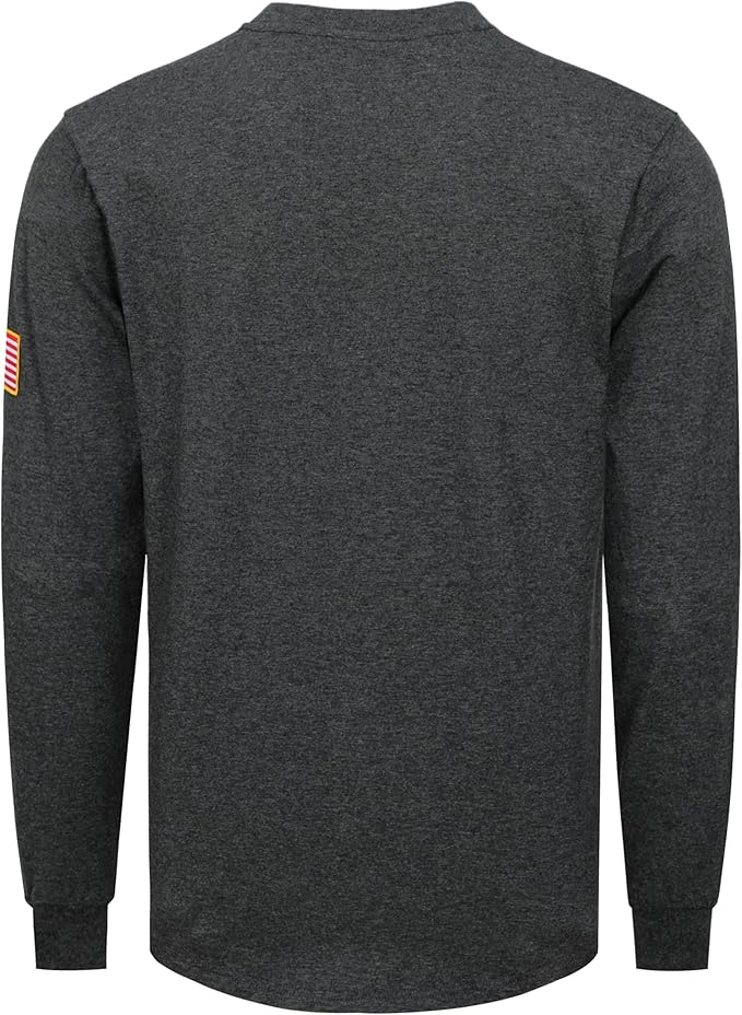 VATRENUS FR Shirt for Men Crewneck Midweight Utility Pocket Fire Resistant Long Sleeve Work Shirts NFPA2112 CAT2