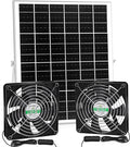 5.5" Solar 2 Fan Kit for Intake or Exhaust air, Weatherproofed Solar Powered Fans for Outside Chicken Coops, Greenhouses, Shed, Pet House Air Ventilation