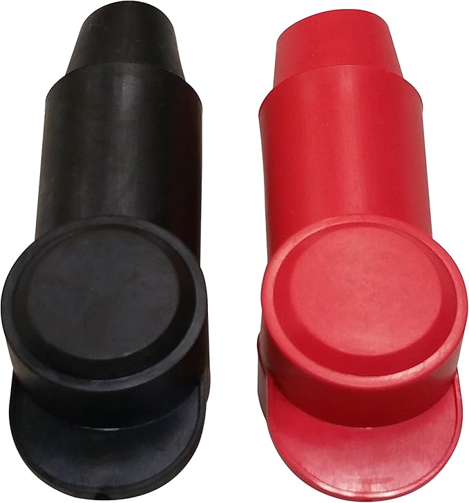 (Red & Black) 3/8" Stud Terminal Cover - Electrical Battery Connection Insulator (2 Pack)