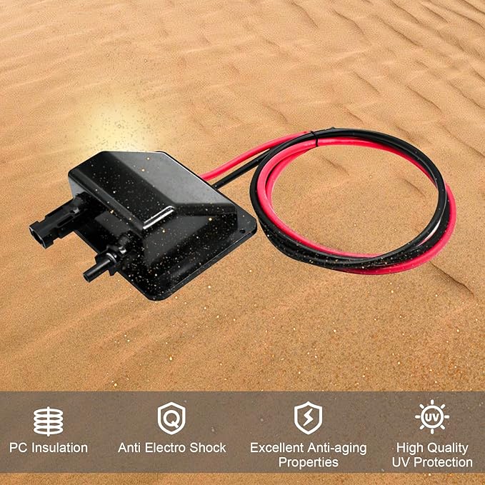 Solar Cable Entry Gland with 10AWG 3.28Ft Solar Extension Cable, UV Resistance, Waterproof Solar Junction Box for RV, Boat, Campe, Van(Black)