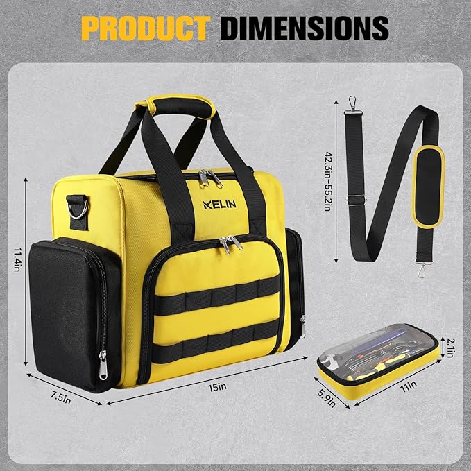 KELIN Tool Bag Box Organizer, Wrench Organizer, Toolbox, Tool Bags for Men Storage, Electrician Tool Bag, Caja De Herramientas, Birthday Gifts for Him Dad, Gadgets for Men, Father's Day Gift Ideas