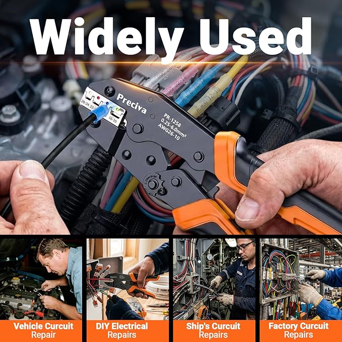 Preciva Wire Crimping Tool Kit with 200pcs Heat Shrink Connectors, Color-Coded Crimper & Wire Stripper, IP67 Waterproof Terminals for 26-10 AWG, All-in-One Electrician Tool Set with Storage Case