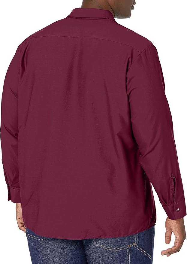 Red Kap Men's Long Sleeve Industrial Work Shirt | Moisture Wicking Button Up, Wrinkle Resistance Fights Fading & Stains