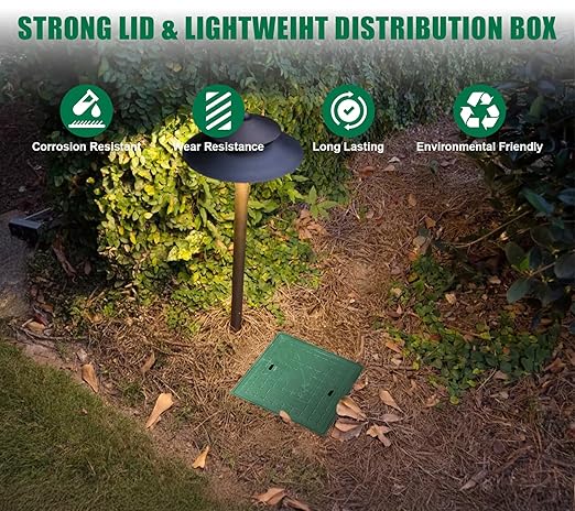 2 Sets 20x20x20in Underground Splice Box W/FRP Cover,Large Enclosure Precast Polyethylene Distribution Pull Pit Access Electrical Junction Boxes Drillable Tapered Wiring for Cable