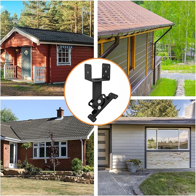 Roof Riser Brackets Kit Adjustable Pergola Roof Riser Beam Brackets Heavy Duty Roof Beam Mount Brackets for 3-1/2" Wood Post,Black
