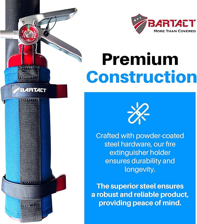 Bartact - 2.5 lb Roll Bar Fire Extinguisher Mount for Vehicle Holder, Adjustable Fire Extinguisher Holder Mount, US Made Universal Vehicle Fire Extinguisher Holder Fits All Roll Bars (Blue)