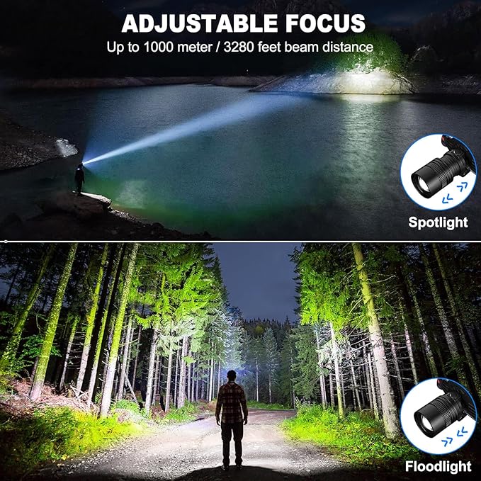 Rechargeable Headlamp, 99000 Lumens Super Bright LED Head Lamp with 3 Modes, 90° Adjustable Head Lights for Forehead, 45H Long Runtime & IPX6 Waterproof HeadLamps for Camping Hunting Hiking