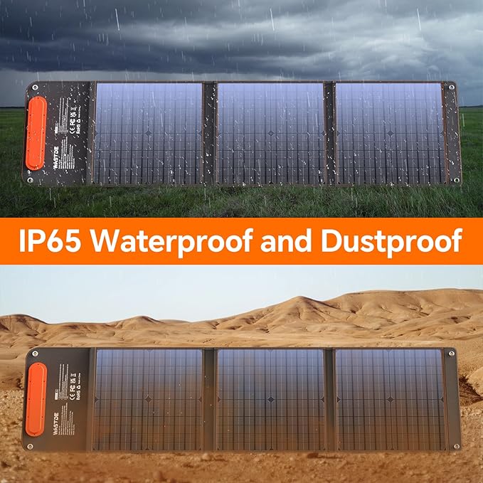 60W Portable Solar Panel Chargers with 15V USB and 18V DC, IP65 Waterproof Solar Panel with Lightweight Storage Bag, Fast Charging Foldable Panel Power Bank for Camping,Hiking, Cell Phone,Tablet