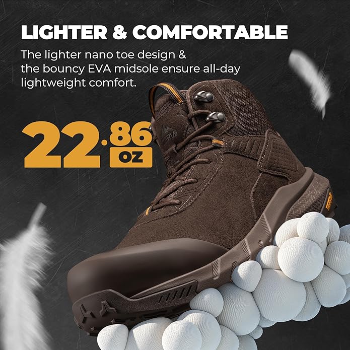 NORTIV 8 Composite Toe Boots for Men – Waterproof Lightweight Non-Slip ASTM F2412-24 & ASTM F2913-24 Safety Work Boots for Warehouse & Construction VaporGuard-Nano