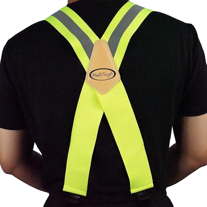 MELOTOUGH Reflective Safety Suspenders|Work Suspenders with Hi Viz Reflective Strip Hold Up Tool Belt Suspenders