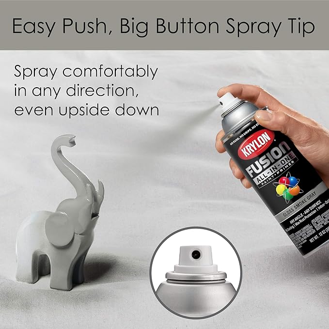 Krylon K02723007 Fusion All-In-One Spray Paint for Indoor/Outdoor Use, Gloss Smoke Gray 12 Ounce (Pack of 2)