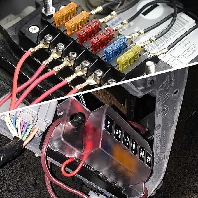 Nilight 6 Way Fuse Block with Negative Bus 12V Blade Fuse Holder ATC/ATO Standard Fuse Box Label Stickers Waterproof Cover Fuse Panel for Automotive Cars Trucks RVs Campers Vans, 2 Years Warranty