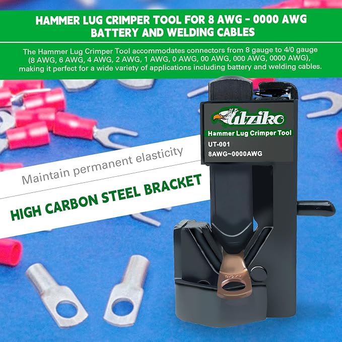 Hammer Lug Crimper Tool for 8 AWG - 0000 AWG Battery and Welding Cables