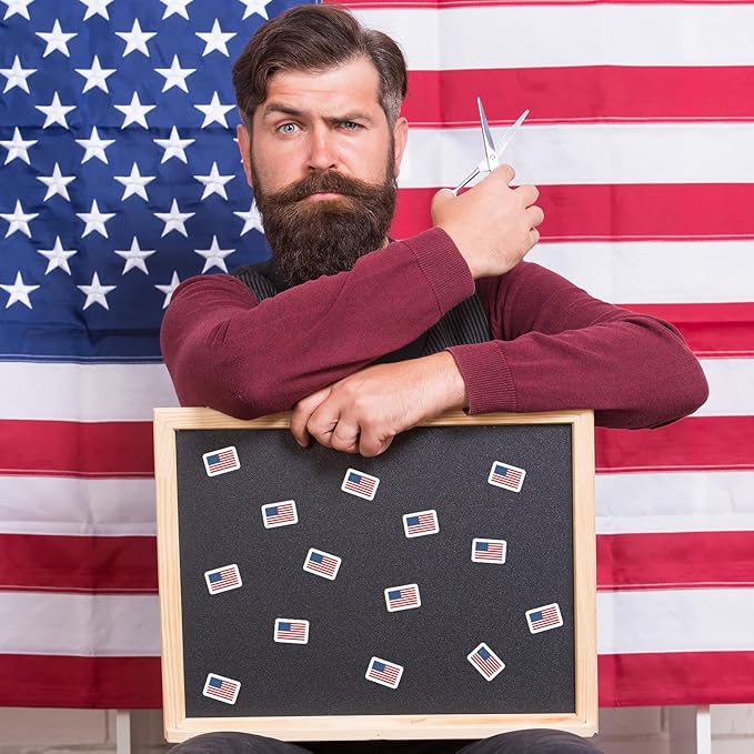 JarThenaAMCS 2400Pcs Patriotic Mini Sticker American Flag Paper Decals 4th of July Self-Adhesive Stickers for Independence Day Envelopes Scrapbook Gifts DIY Supplies, 0.5 in