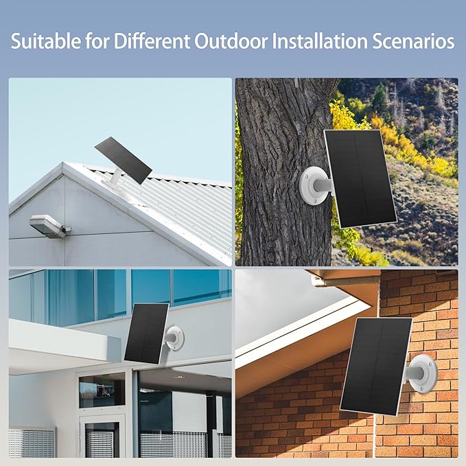 Greensolar 4W Solar Panel for Security Cameras, IP65 Waterproof Outdoor USB-C Cable with Adjustable Bracket, Compatible with Rechargeable Battery Cameras