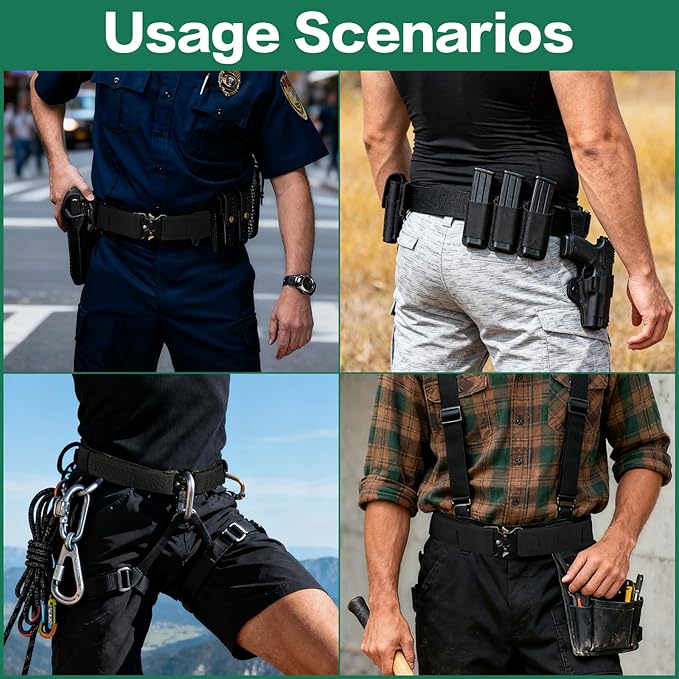 Duty Belt,2'' Police Security Nylon Duty Belts with Hook Lining Outer Inner Belts with 4 Belt Keeper