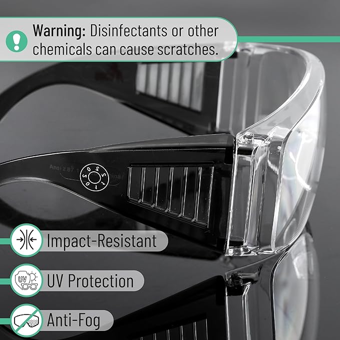 UNCO- Safety Goggles Over Glasses, Protective Goggles, Anti Fog, Work, Safety Glasses Over