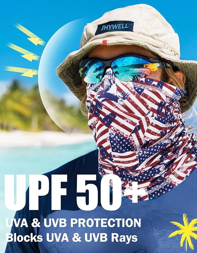 JHYWELL Cooling Neck Gaiter Face Mask, UV Protection Masks Gator, Windproof Bandana for Skiing, Fishing, Hiking, Cycling