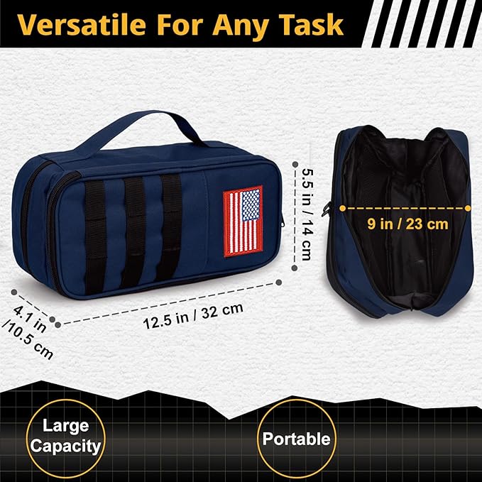 Tactical Tool Bag for Men,Wide Mouth Tool Pouch with Water-Resistant, Multi-purpose Range Bags with Zipper Handle,Heavy Duty Small Tool box organizer for Repairman, Carpenters, Handyman