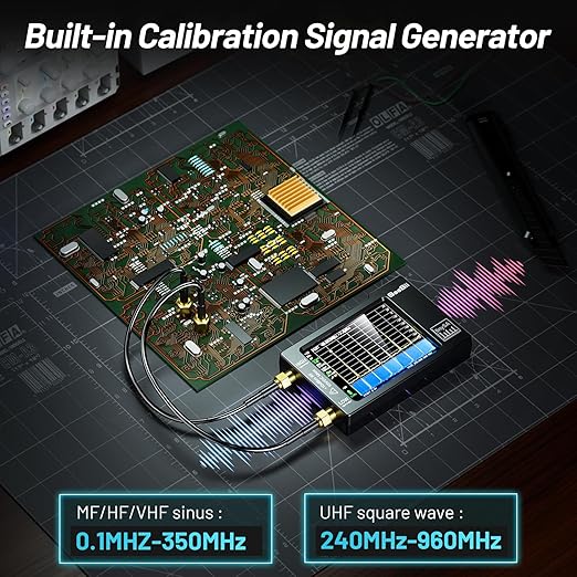 Portable TinySA Spectrum Analyzer, SEESII Upgraded V0.3.1 Tiny Frequency Analyzer with Antenna SMA Male to UHF Female Cables, 100kHz to 960MHz MF/HF/VHF UHF Input, 2.8'' Touchscreen Signal Generator