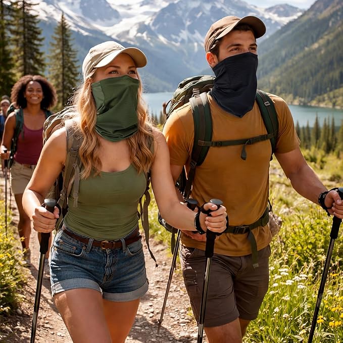 Geyoga Adjustable Cooling Neck Gaiter Breathable Summer Face Mask with Mesh Holes Strap UV Protection Neck Cover for Men