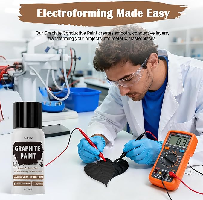 Conductive Paint, Graphite Conductive Paint for Electroforming and Electroplating, Copper Conductive Paint for DIY Projects, GraphitePaint – Suitable for 3D Prints, Resin Models & More – 2oz 60ml