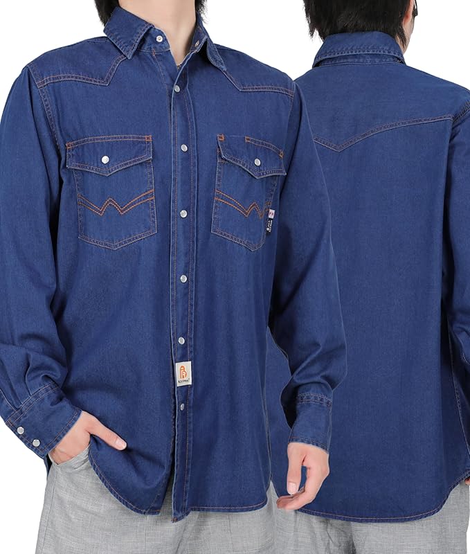 BOCOMAL FR Shirts 6.25oz Lightweight Welding Shirts Flame Resistant Men's Fire Retardant Shirt