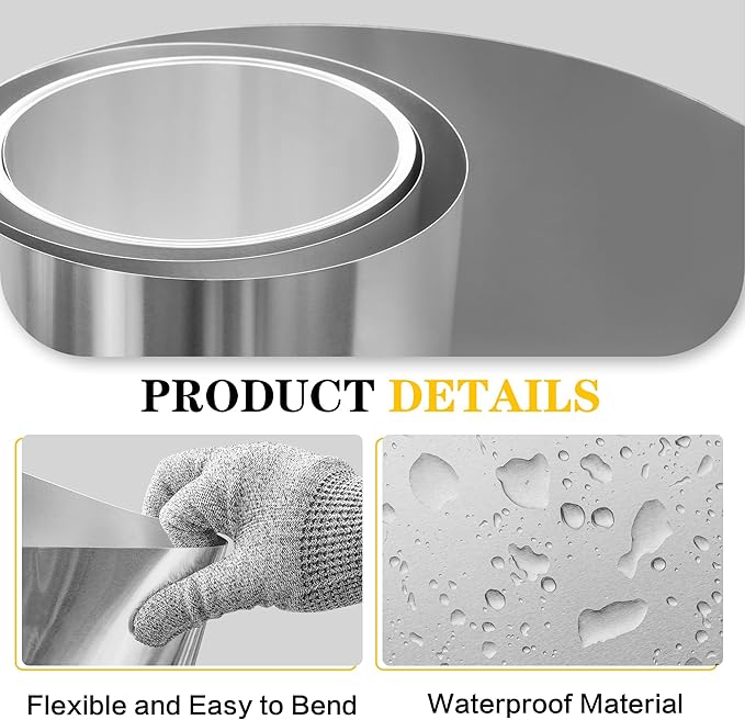 24'' x 50' Aluminum Flashing Roll, 0.3mm Thickness Metal Roof Flashing Roofing Panels for Sealing Windows Doors Siding Roofing Stains Moss and Mildew Prevention