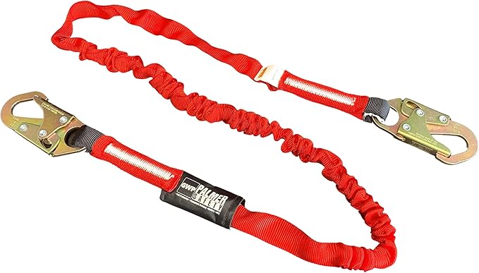 Full Body Harness w/Detachable 6' Internal Shock Absorbing Lanyard I OSHA Compliant Arrest Kit Bundle I Ideal for Construction & Scaffolding Use (Harness + Single Leg Lanyard w/Steel Hook)