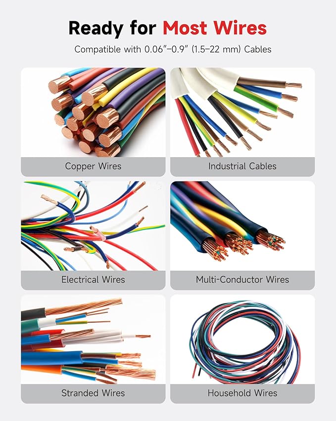 CREWORKS Automatic Wire Stripper Machine, Wire Stripper Electrical for 0.06"-0.9" (1.5-22 mm) Copper Wires with 3 Operation Modes, Wire Stripping Tool with Hand Crank for Scrap Wire Recycling