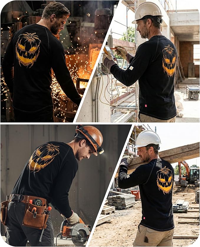 BOCOMAL FR Shirts Heather Series 6oz Flame Resistant T Shirt NFPA2112 CAT2 Fire Retardant Crew Work Shirt