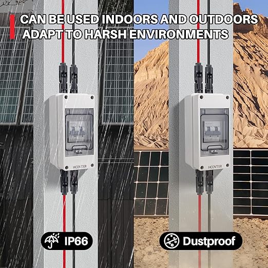 Solar Disconnect Switch 40A 1000V PV Disconnect Switch Miniature Circuit Breaker IP65 Outdoor Waterproof Disconnect Box for RV Solar Panel and Off-Grid System(40A 1000V)