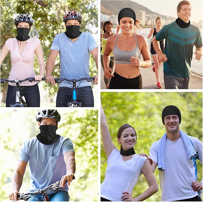 Geyoga 6 Pieces Summer UV Protection Cooling Neck Gaiter Face Clothing Neck Gaiter Mask Scarf Sunscreen Breathable Bandana