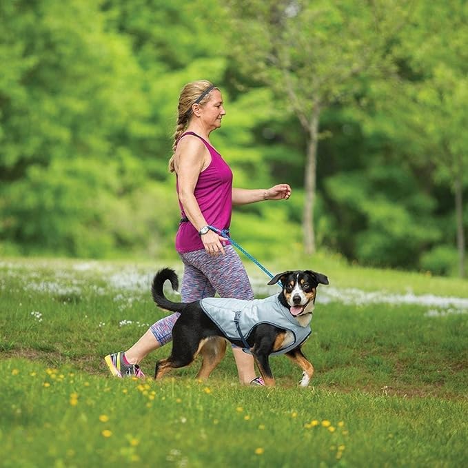 Kurgo Dog Core Cooling Vest - Summer Cooling Jacket - Evaporative Cooling Coat - Harness-Compatible - Reflective Accents - Grey - Medium