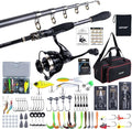 GOTURE Telescopic Fishing Rod and Reel Combos, Carbon Fiber Travel Fishing Pole, 9+1 BB Spinning Reel, Saltwater Freshwater Fishing Gear Kit with Braided Line, Lures, Carrier Bag for Bass Trout
