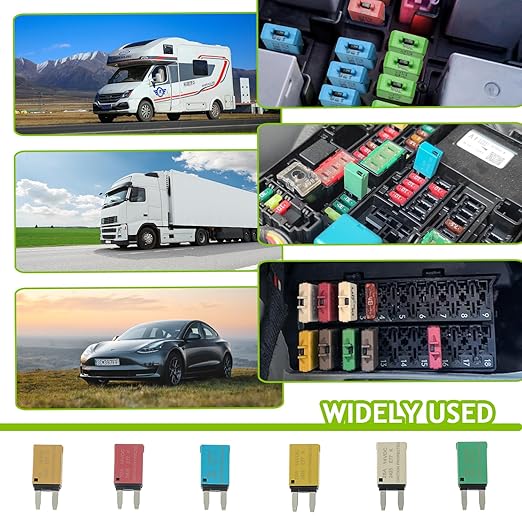 5A 10A 15A 20A 25A 30A DC 12V-14V Auto Reset Circuit Breaker ATM Low Profile T1 Mini Blade Fuses Breakers for Car Trucks Marine Boat RV Solar and More