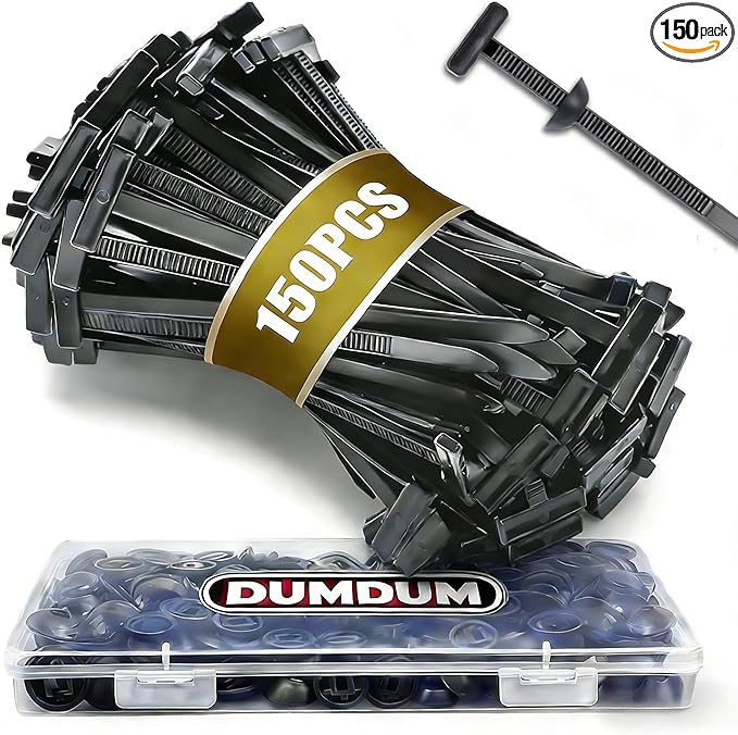 150 Pcs Nylon Universal Cable Tie Buckle with PP Storage Box - Fixion Tools Kit Includes Multifunctional Zip Ties, Pin & Button Fasteners, UV Resistant for Car Repair, Bumper & Fender Clips (150PCS)