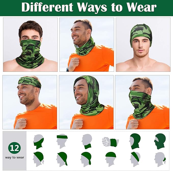 Geyoga Neck Gaiter Bandana Face Mask Summer UV Protection Cooling Breathable Face Mask Neck Scarf Balaclava for Men Women