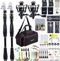 GOTURE Telescopic Fishing Rod and Reel Combos, Carbon Fiber Travel Fishing Pole, 9+1 BB Spinning Reel, Saltwater Freshwater Fishing Gear Kit with Braided Line, Lures, Carrier Bag for Bass Trout