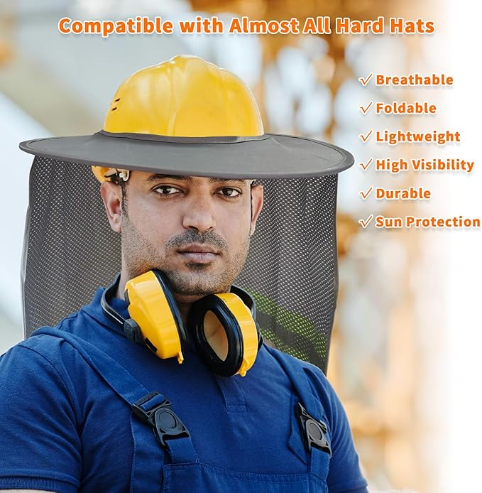 4 Pack Sun Shade Full Brim, Visor Mesh Neck Sun Shield with Reflective Strips Neck Sunshade Cover, Accessories (Gray)