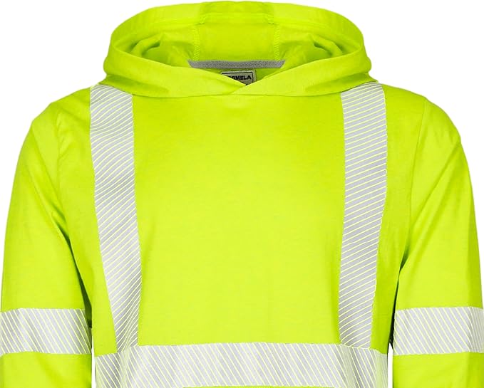 TICOMELA FR Shirts Pullover High Visibility 6oz Lightweight Hi vis Flame Resistant Reflective Hooded Work Shirt