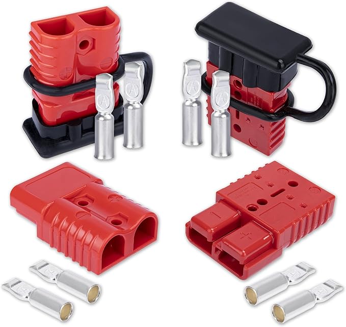 Anderson Connector 4 Pcs, 175 Amp 12v Batteries Quick Connect/Disconnect Plug Kit, Connectors for 1/0 AWG Cables, for Car Bike ATV Winches Lifts Motors More, Red