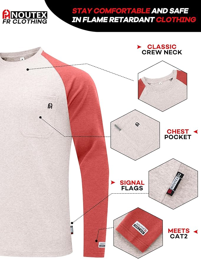 FR Shirts for Men Lightweight Fire Resistant Shirts 5.5oz for Men Long Sleeve NFPA2112/CAT2